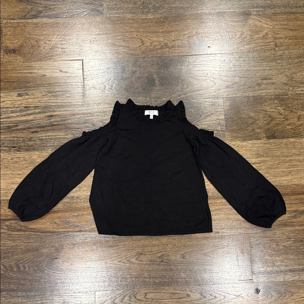Milly Minis Black Cold Shoulder Sweater
